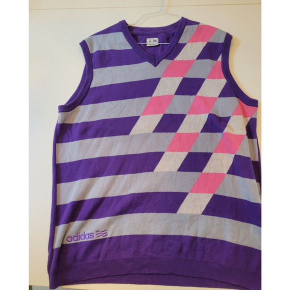 Size XL - Adidas Golf Sweater‎ Vest Mens Purple Sweater V-neck - Picture 1 of 4